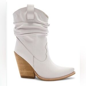 NEW Jeffrey Campbell “Volcanic” Boot - True White Ruched Western Boots - 9